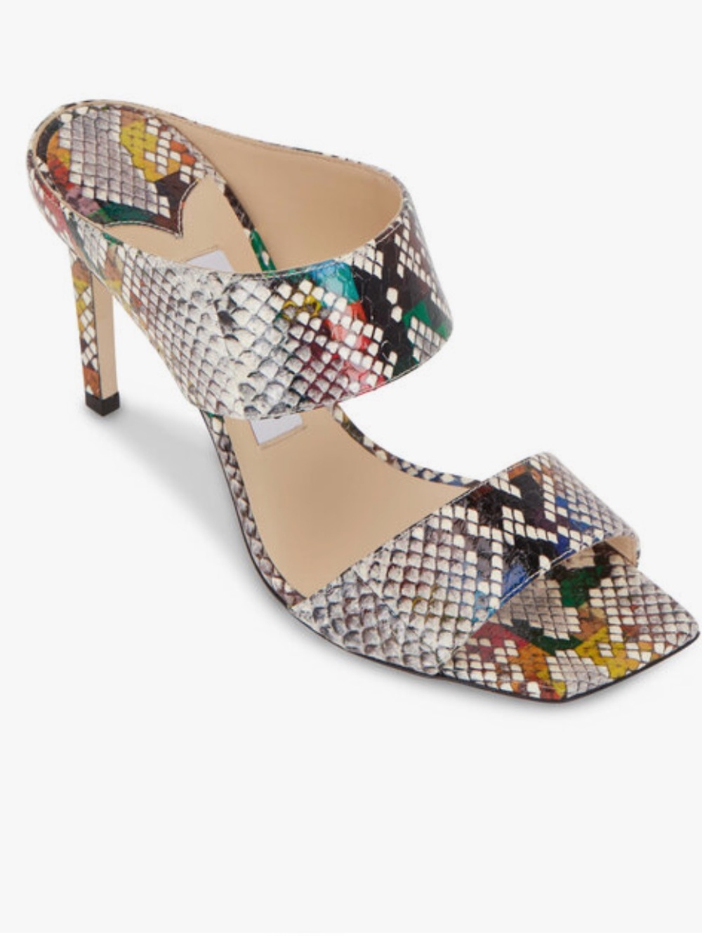 Jimmy Choo Multicolor Snake-Print Block Heel Sandals